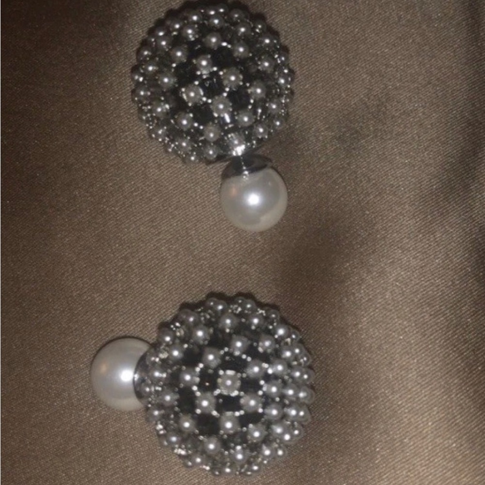 Dior Silver Pearl Earrings cannage framework tribal Tribales - Picture 2 of 4